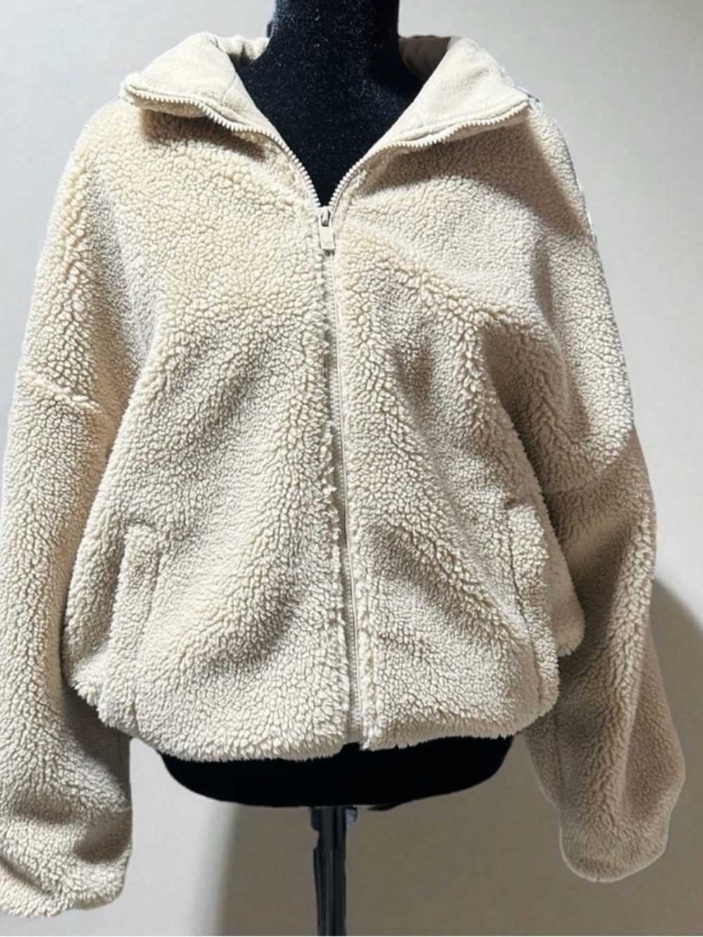 Cozy Cream Sherpa Zip-Front Ski Jacket